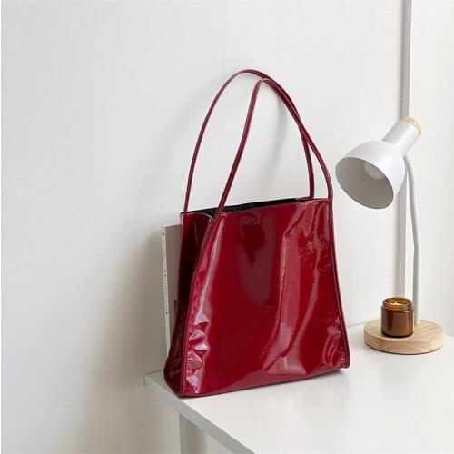 Bright PU Leather Women Shoulder Bag Large Capacity Female Tote Handbag 2021 New Fashion Ladies Totes Casual Shopping Bags