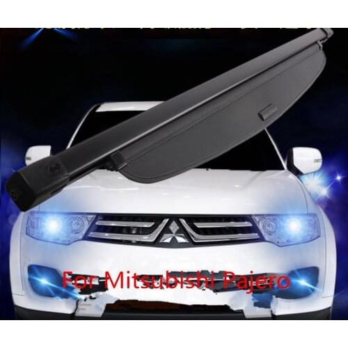 For Car Rear Trunk Security Shield Cargo Cover Fit For Mitsubishi Pajero Sport 2012-2015 (black beige)