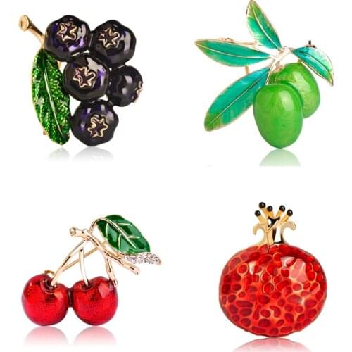 Blucome Colorful Fruits Shape Brooches Women Girls Suit Clothing Decorations Collar Clip New Years Gift Amazing Price Brooch