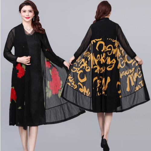 Ladies Plus Size Spring Summer With Sleeves Letter Print Lace Beach Cardigan Womens Long Thin Shawl Tunic Cover Up Tops zh1162