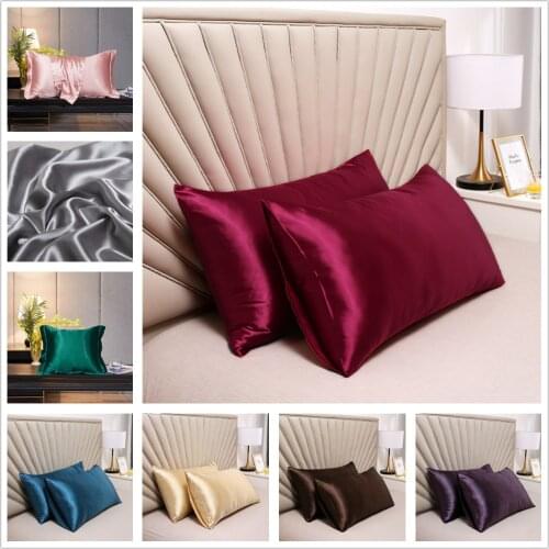 2pcs Pillowcase Super Silky and Smooth Satin Silk Pillow Shams High Standard Decorative Pillow Cover Solid Color Cushion Covers