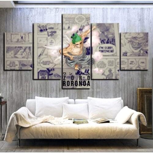 5 Piece Wall Art Canvas Paintings Pirate King Posters Zoro Figure Modular Pictures Home Room Decor Modern Living Decoration