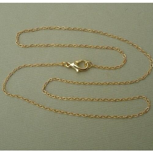 Free shipping!!!! Chain Ready To Wear Gold Plated Flat Oval Cable 2*1.5mm with lobster clasps 27"L
