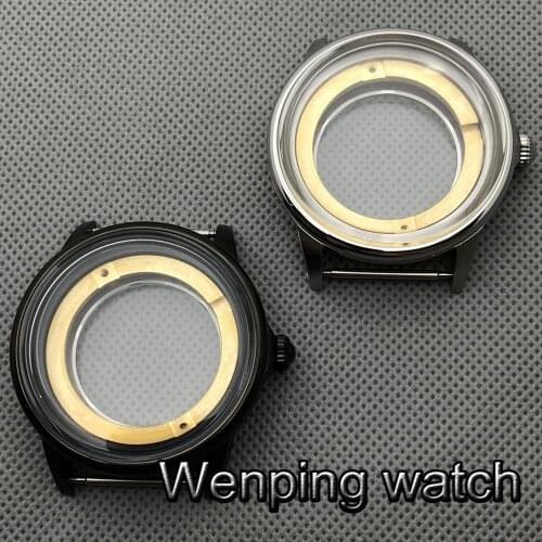 Corgeut 42mm silver black stainless steel case fits ETA 2836 Miyota 8205 8215 821A Mingzhu DG 2813 3804 Seagull ST1612 movement