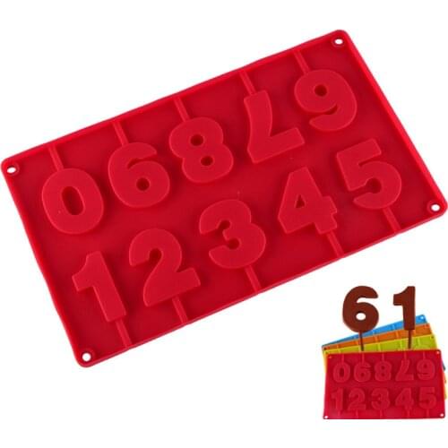 GODWJ 0-9 Numbers Shaped Silicone Mold Chocolate Mold Candy Cake Baking Mold DIY Silicone Forms Cake Decorating Tools 4 Colors
