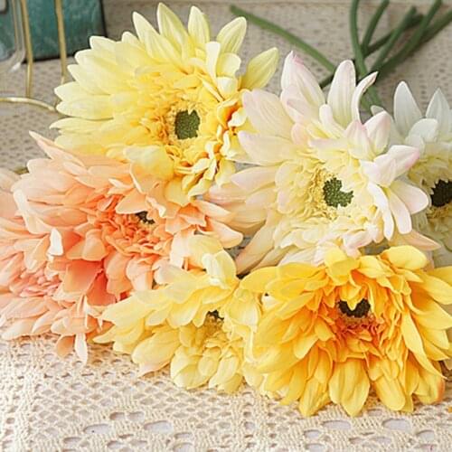 Artificial Chrysanthemum Realistic Beautiful Ornamental Artificial Silk Chrysanthemum Wedding Flower Decoration for Home