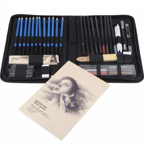 48Pcs/bag Pencil Professional Draw Sketch Pencil Kit Sketch Graphite Charcoal Pencil Stick Eraser Pencil Drawing Set wholesale