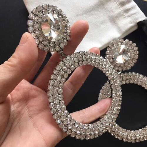 Circle full diamond crystal ear clip