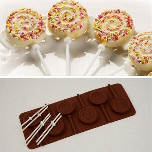 Kitchen mold 6 continuous cyclone, circle lollipop cake mold, baking tool, chocolate mold, ice grid DIY