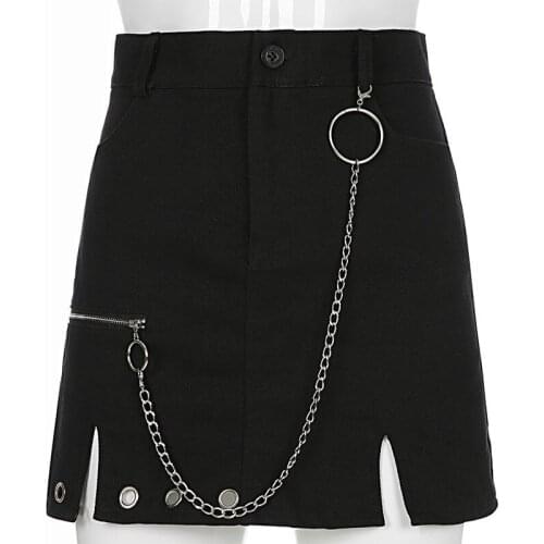 Summer Skirts For Women Gothic Punk Dark Wind Chain Zipper High Waist Skirt Button Harajuku JK Mini Skirts Y2k Met Woman Cloth