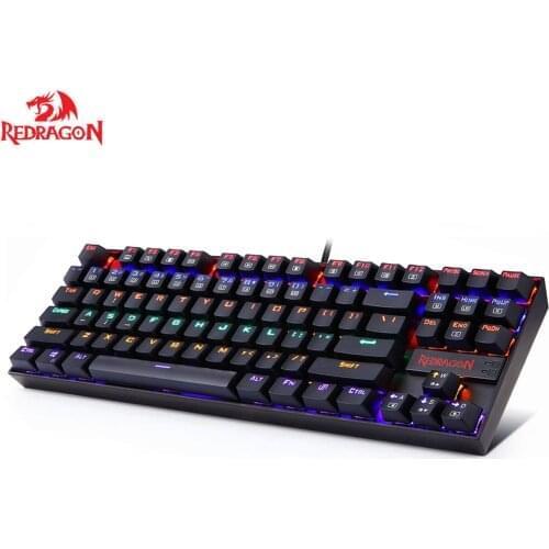 Redragon Kumara K552 Mechanical Gaming Keyboard Rainbow Backlit Wired Keyboard with Red Switches for Windows Gaming PC 87 Keys