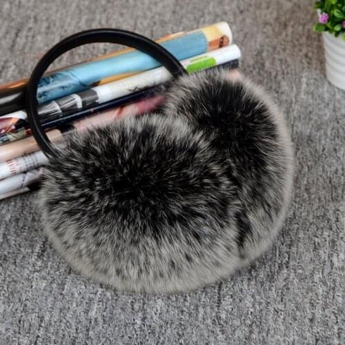 Fur headphones new natural leather headphones Korea full leather genuine fox fur in-ear earmuffs to keep warm real fur headphone