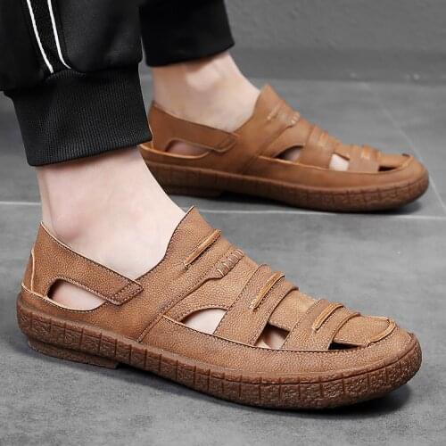 Cow Leather Mens Casual Shoes Summer Breathable Non-slip Hollow Out Men Loafers Black Brown Big Size 39-46 Support Dropshipping