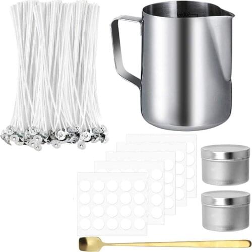 DIY Handmade Fragrant Candle Tool Set Stainless Steel Pour Pot Candle Tin Wicks Wicks Device Scented Candles Making Kit