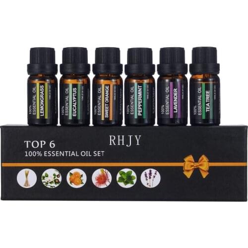 6Pcs/set 100% Pure Natural Aromatherapy Oils Kit 10ml For Humidifier Diffuser Aromatherapy Water-soluble Fragrance Oil Massage