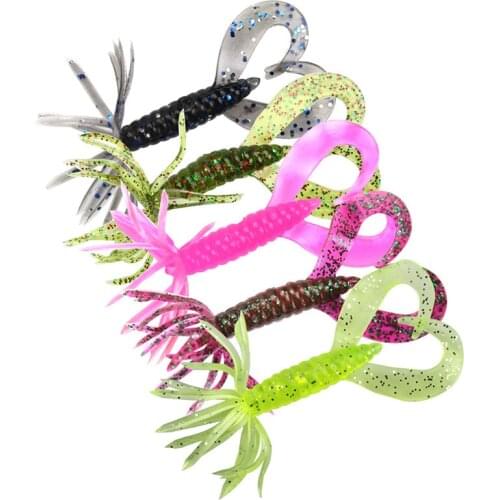 7cm/1.8g 5PCS/Lot Heart Tail Fishing Lures Soft Lure Pesca Silicone Bait Crazy Flapper Carp Wobblers For Fishing Tackles