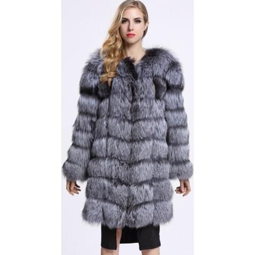 Furry Silver Fox Fake Fur Coat Fluffy Thick Warm Winter Women Luxury Long Fur Coats Ladies Overcoat Streetwear 2020