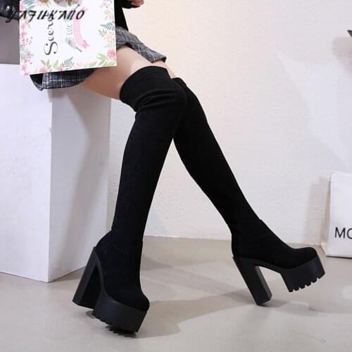 European And American Over The Knee Boots 15 Cm Super High Heel Long Boots 2021 New Stovepipe Womens Boots Fashion Elastic Boot
