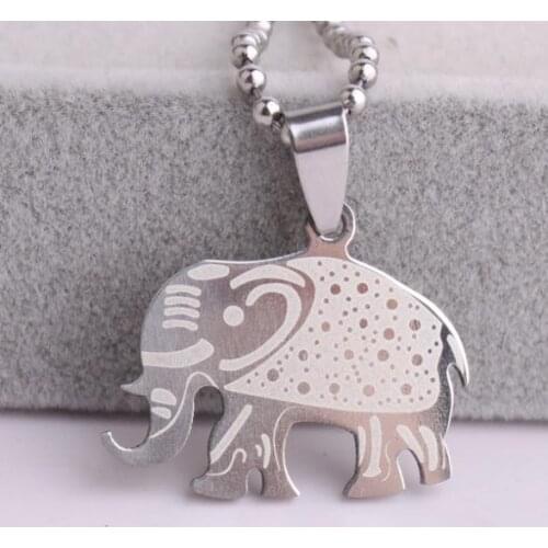 Silver color Elephant 316L Stainless Steel pendant necklaces bead chain for men women wholesale