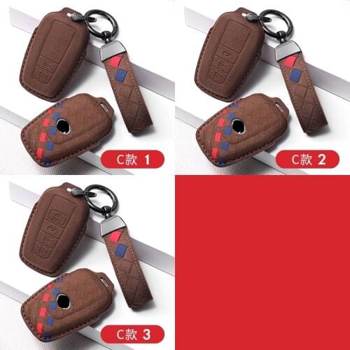 Weave style Turn Fur Leather Car Key Cover Case For Toyota Camry Corolla C-HR CHR Prado RAV4 Prius 2/3/4 Buttons Remote key