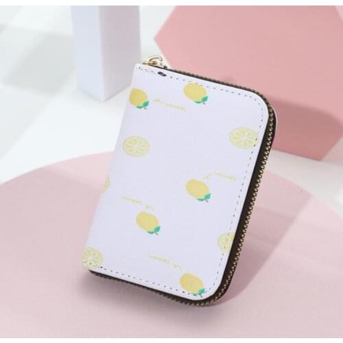 Ladies Business Card Holder PU Leather Credit Card Holder Zipper Pocket Female Business Card Holder Coin Purse Card Holder