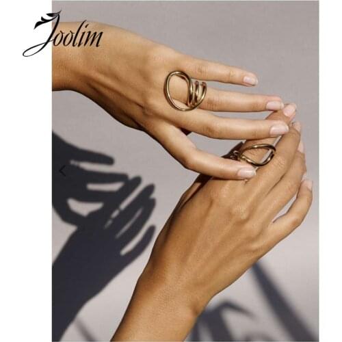 High End Gold Finish Rings Statement Rings for Women Stainless Steel Ring Costume Jewelry Wholesale