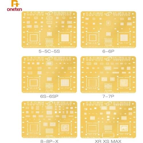 WL Gold BGA Reballing Stencil For iPhone5S 6G 6S 7G 7P 8G 8P X XR XSMAX CPU Nand Power IC Steel Tin Planting Staniless Net