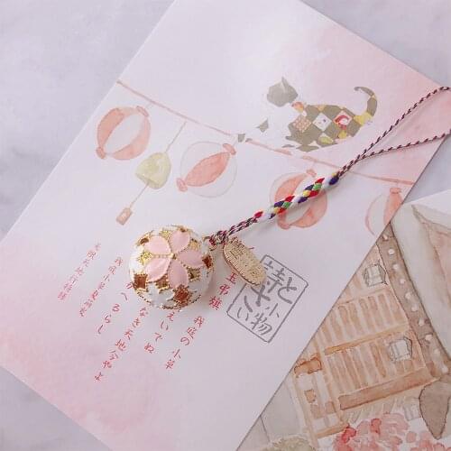 Japan Kiyomizu- Dera Sakura Small Bell Lanyard Charm Keychain Trinkets Phone Accessory Bag Pendant Good Luck Wealth Couple Gift