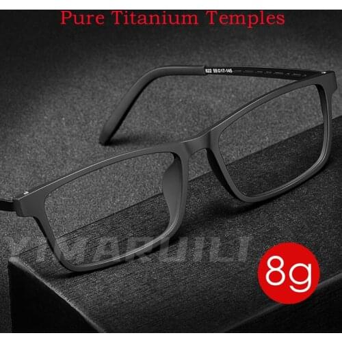 Pure Titanium Glasses Frame Men Comfortable Large Frame TR Glasses Frame Ultra Light Square Myopia Optical Glasses Frame 8822T