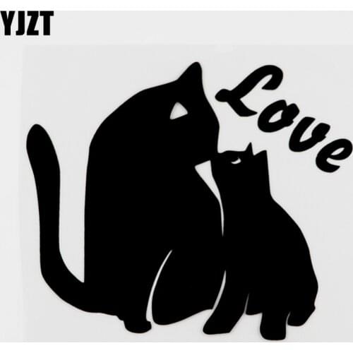 YJZT 15CMX13CM Cute Animal Cat Love Vinyl Decor Decal Car Sticker Black/Silver 8C-0132