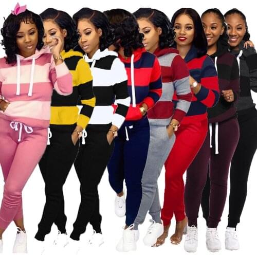 Women Winter Womens Set Tracksuit Full Sleeve Hoodied Sweatshirt Pockets Pants Suit Two Piece Set Outfits Sweatsuit