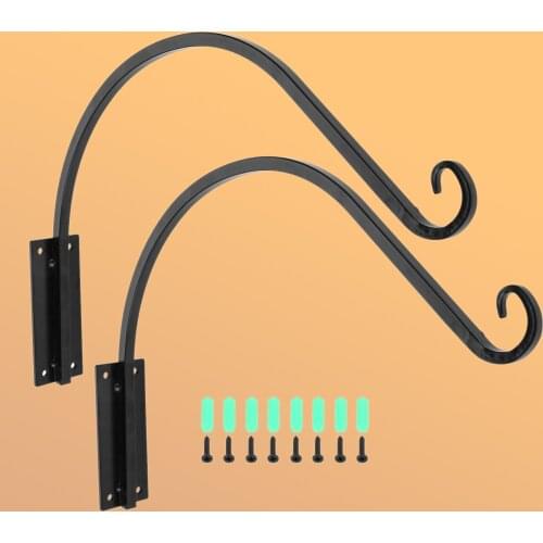 2/1 PC Flower Wall Bracket Garden Hanging Basket Planter Lantern Hanger Hooks 16 inch Black Outdoor Plant Hanging Plant Bracket