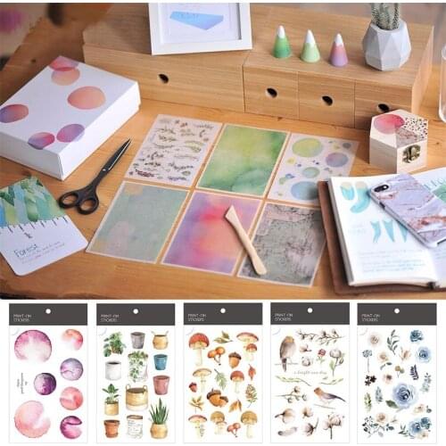 2 sheets of 10*15cm transfer paper flower paper retro hand account material scrapbook sticker DIY production template