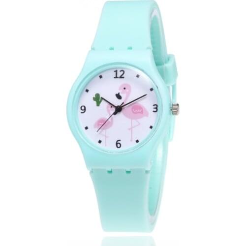 2019 Exclusive fashion childrens watch ladies flamingo casual silicone cute wind women quartz student clock children girl gifts