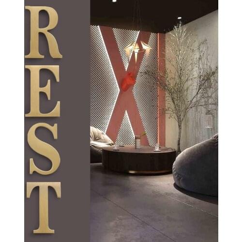 26 English letters pure copper decoration house number custom large self-adhesive Nordic brass hotel villa metal house number