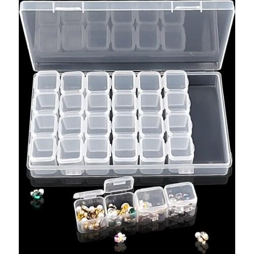 28 Grid Plastic Storage Box 2021 Removable Nail and Jewelry Boxs White Anti-Fall Nails Accessories All for Manicure