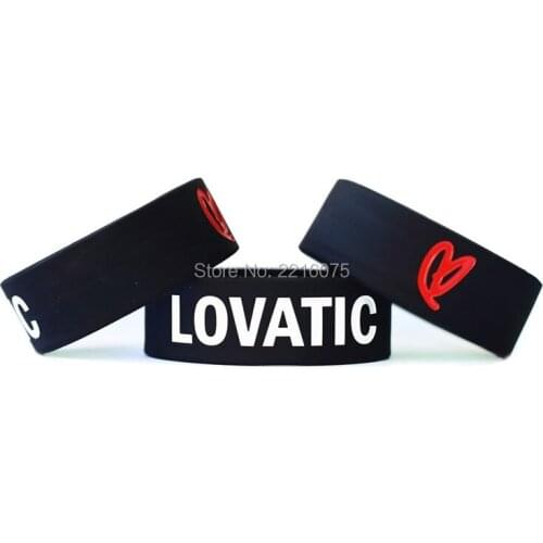 300pcs One Inch Lovatic Heart wristband silicone bracelets free shipping by DHL express