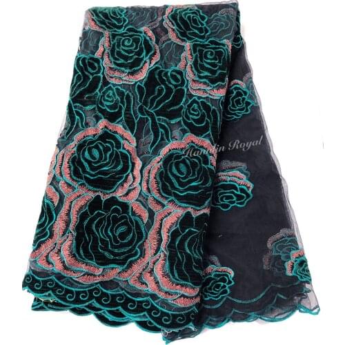 5 yards velvet tulle lace African french lace fabric big floral embroidery Nigerian Ghana evening clothes very soft high quality