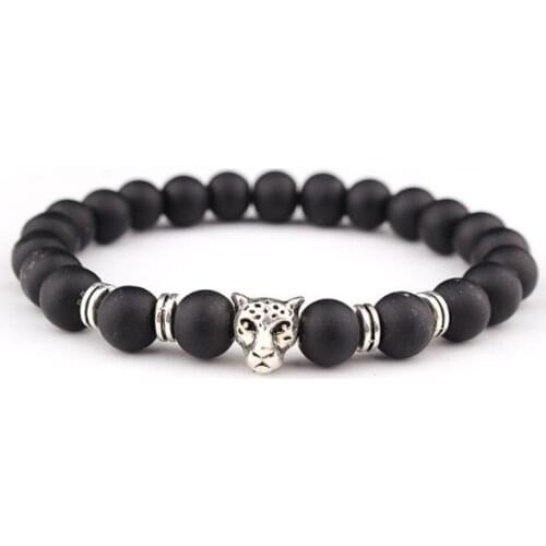 8mm Leopard head multicolor Agate Chakra Healing Reiki Buddha Yoga Bracelet elastic adjustable Volcanic Stone Bangles ff2