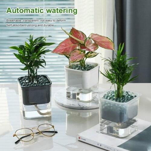 Auto Irrigate Flower Pot Vase Automatic Watering Planter Lazy Planting Round (excluding plants)