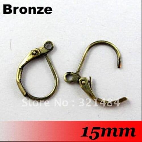 Free ship! 300PCS 15mm Antique bronze French Leverback Earring Hooks Earwire Wires Jewelry Findings