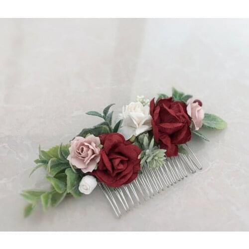 Free Shipping Burgundy Flower Girl Comb