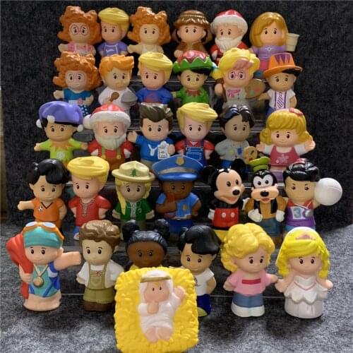 Bixe 2inch Fisher Little Mini People Mia Artist Doctor Farm Zoo Animal Action Figures Cartoon Doll Toys Girls Birthday Xmas Gift