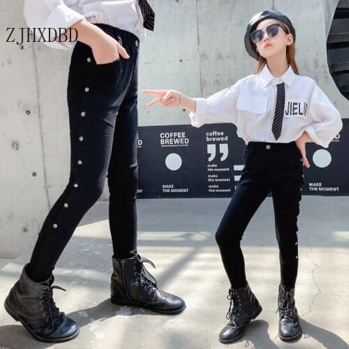 Girls Pants Kids Autumn Winter Magic Pants Buttons Rivet Leggings Thicken Pencil Pants for Girl 5 6 7 8 Years Children Trousers