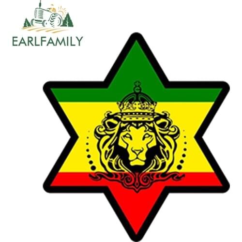 EARLFAMILY 13cm x 13cm Car Styling Sticker Car Decal Rasta Reggae JAH Macbook Lion of Judah One Love Rastafarai Waterproof
