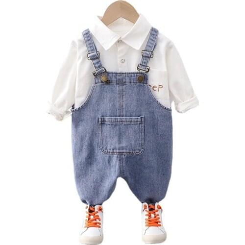 New Spring Autumn Baby Boys Girls Clothes Suit Children Cotton Shirt Overalls 2Pcs/Sets Toddler Fashion Clothing Kids Tracksuits