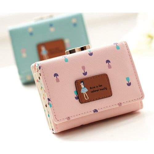 2020 Leather Wallet Women Lady Short Coin Pouch Womens Purse New Kawaii Girl Small Change Wallets Coin Bag 3 Fold Coin Purse