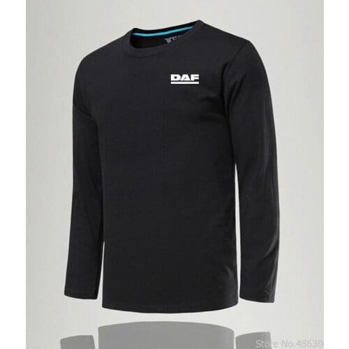 Summer solid colour new brand mens long sleeve DAF T-shirt male cotton T shirt mens casual tops