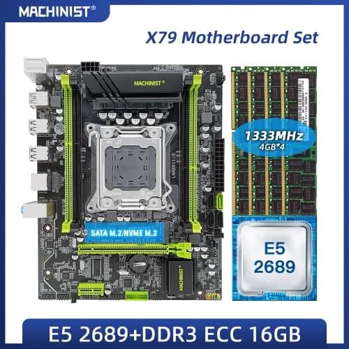 MACHINIST X79 motherboard LGA 2011 kit set with xeon E5 2689 and DDR3 ECC 16G(4*4G) RAM surppot SATA M.2 NVME M.2 X79-V2.82H