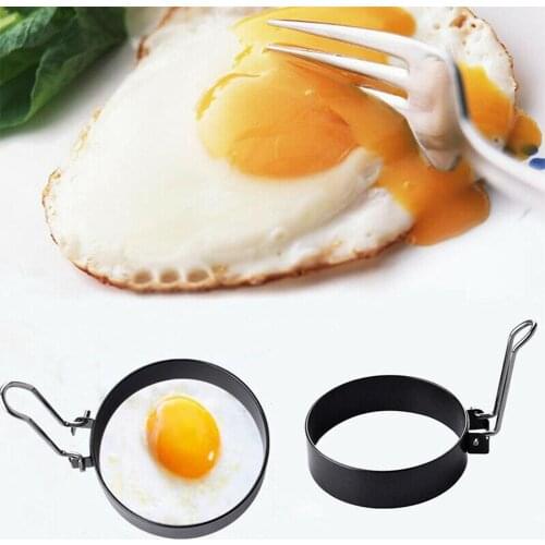 Kitchen Metal Egg Frying Rings Steel Omelette Poach Handle Mold Ring Pancake Round Stick Perfect No Circle Model R0G1